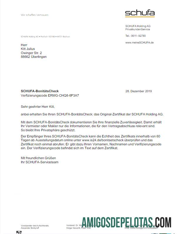 imprimível ALEMANHA SCHUFA Modelo de Word e PDF para conta de serviços públicos